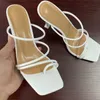 Dress Shoes Women sandals snake print strappy mule heels sandals slippers women high heels flip flops square toe slides party shoes woman G230130