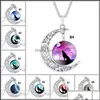 Anhänger Halsketten 84 Design Cabochons Glas Mond für Frauen Männer Baum des Lebens Sternzeichen Blume Wolf Neba Space Galaxy Ketten Schmuck Ot4P0