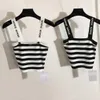 Femmes Sexy Knits Top Fashion Stripe Vest Respirant Sling Gilets Summer Sport Tops Yoga Tee