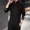 Men's T-Shirts Cashmere T-Shirts Men Long Sleeve Embroidery Letter T Shirt Homme Turtleneck Streetwear Casual T-shirts Male Fashion Tee 230204