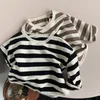 T-shirts Printemps Automne Enfants Casual T-shirt Lâche Enfants Rayé T-shirts Coton Tee Garçons Filles À Manches Longues Tops Bébé Vêtements 230203