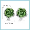 Stud Luxury Rose Flower Earrings for Women Crystal Clip on Fashion Girls Jewelry Gift In Bk Drop Delivery Oteau