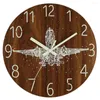 Wall Clocks 12 Inch Room Luminous Hanging Lamp Bedroom Super Quiet Clock Living Household Fluorescent Minimalist Wooden