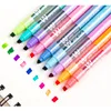 Markers 10pcset dubbele kop Wisbare markeerstoffen Penmarkers beitel tip marker fluorescerende school schrijven markeerstiften kleur schattig 230203