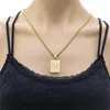 Pendant Necklaces Gold A-Z Initial Letter Necklace Square Alphabet Rectangle Medallion Personalized Stainless Steel Hip Hop Jewelry Men
