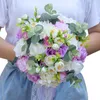 Decorative Flowers Bride Bridesmaid Wedding Bouquet Silk Ribbon Rose Artificial Holding Flower Marry Accessories Favors Decor