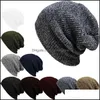 Beanie/Skull Caps Casual Sticked Beanie Hat Winter Men Warm Slouchy Skl virkning Manlig baggy Cap Fashion Accessories Drop Delivery Hat Otzpk