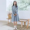 Mutterschaft Kleider Frühling Casual Plaid Baumwolle Kleid Lange Ärmel Lose Kleidung Für Schwangere Frauen Süße Koreanische Mode Schwangerschaft