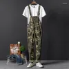 Erkek pantolon yüksek sokak kıyafeti erkek tulumlar askeri kamuflaj moda rahat rahat hip hop bib tulumlar pantolon