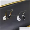 Charm Women Asymmetric Gossip Tai Chi Yin Yang White Black Friendship Couple Pendants Dangle Earrings Jewelry Drop Delivery Otvh0