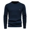 Men's Sweaters AIOPESON 100% Cotton Men Sweaters Soild Color O-neck High Quality Mesh Pullovers Male Winter Autumn Basic Sweaters for Men