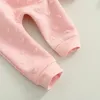 Set di abbigliamento Citgeett Primavera San Valentino Set completo da bambina per bambini Tinta unita Manica lunga con volant Top Pantaloni con fiocco Abiti autunnali 0-24 mesi 230203