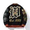 Mens Jackets Embroidery Varsity Men Women Letter Winter American Baseball Hip Hop Woolen Coat Thick Warm Outwear Parkas Brown 230203