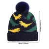 Berets jongensmeisjes gezellige zachte fleece beklede peuter pom hoed babyhoedjes baby winter caps dinosaurus patroon gedurende 0-18 maanden