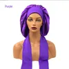 Women Satin Night Sleep Cap Large Hair Bonnet Long Tail Hat Silk Head Cover Wide Elastic Band Brimmed Shower Nightcap Head Wrap Chemo Cap Turban BC249