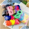 Headband 50Pcs/Bag Girls Solid Color Big Rubber Band Ponytail Holder Gum Headwear Elastic Hair Bands Korean Girl Accessories Ornamen Dhgev