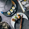 Teller LingAo Keramikteller, kreativer großer Mond, Sushi, japanische Küche, flache Dessert-Gebäck-Knödel-Platte