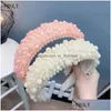 Headbands Fashion Women Headband Wide Side Fl Paved Bead Pearls Hairband Luxurious Geometric Baroque Hair Accessories Drop Delivery Dh8Dt