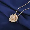 Chains 2023 Delicate Shining Rhinestore Flower Shape Cubic Zirconia Pendant Gold Color Necklace For Woman GLD0879A