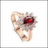 Solitaire Ring 925 Sterling Sier Timeless Elegance Crown Red Tilted Heart for Women Jewelry Nanashop Drop Drull Dress