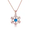 Pendant Necklaces Boho Female White Blue Necklace Rose Gold Silver Color Wedding Cute Crystal Snowflake Opal For WomenPendant