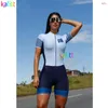 Yarış Setleri Erkek Triatlon Kaficycling Tulum Çift Set Kadın Giyim Promosyonu Mavi Bisikletçi Kısa Kollu