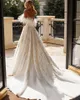 Elegant Feather Wedding Dresses Puffy Off The Shoulder A Line Wedding Dress Sequined Lace Country Bridal Gowns