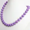 Kedjor strängkedja elegant lila bakning färg glas skal mode kvinnor halsband runda pärlor 8 10 12mm smycken 18 tum b1476