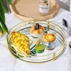 Platen 1 pk Noordse ronde glazen spiegel opslaglade bureaublad decoratieve sieraden display bord fruit dessert houder huisbenodigdheden