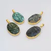 Pendant Necklaces BOROSA 5PCS Design Gold Plated Oval Labradorite Carved Charm Druzy Gems For Necklace Jewelry G2026