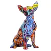 Dekorativa föremål figurer enkel kreativ färg bulldog chihuahua hund vardagsrum prydnader hem ingång vin skåp kontor harts hantverk 230204