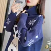 Women's Sweaters Christmas Cartoon Turtleneck Sweater Female Spring Autumn 2023 Loose Red Thickened Winter Warm Women Pulover