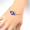 Link Bracelets Transparent Glass Turkish Eye Pendant Bracelet Adjustable Box Chain Jewelry Magic Charm Cubic Zirconia Amulet