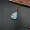 H￤nghalsband Hartsh￤ngen Handgjorda rosguldf￤rgade tr￤d av livslindning Drop Shaped Crystal Necklace Leverans smycken OTG5F