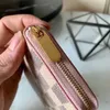 2024 Wallets n60229 zoppy Zipper Zero Wallet Card Bag Card Place White Checker Pink Inner Apricot lining