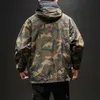 Herrjackor slitage på båda sidor svarta hoodies streetwear militär kamouflage jacka män koreanska stil mode tröja harajuku kläder 230203