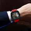 Relojes de pulsera, Reloj de pulsera mecánico Tourbillon con esqueleto cuadrado clásico para Hombre, relojes deportivos automáticos de lujo para Hombre, Reloj resistente al agua para Hombre