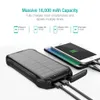 Banque d'alimentation solaire 16000mAh chargeur solaire portable étanche batterie externe batterie externe avec lumière de camping led