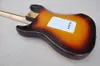 Guitare électrique tabac Sunburst avec matériel doré, manche en érable, Pickups SSS, Pickguard blanc, personnalisable