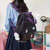 Borse da scuola Zaino da donna multifunzionale in nylon impermeabile Borsa a tracolla piccola con tasca trasparente carina per ragazze