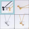 Pendant Necklaces Pretty Dumbbell Beautifly Necklace For Women Fitness Bodybuilding Gym Fit Barbell Men Jewelry Long Chain Nanashop Dhbzr