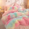 Bedding sets Winter Thickening Milk Fiber Four-Piece Set Winter Coral Fleece Velvet Bed Sheet Quilt Cover Flannel Fitted Sheet Bedding 230204