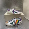 Designerskie buty swobodne Super Star Sneakers Metallic Casual Buty Klasyczne brudne but wąż skóra Kobieta skóra skóra pięcioramienna gwiazda płaska rozmiar 36-45