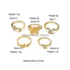 Bandringar Trendy Crystal Set for Women Girls Fashion Geometric CZ Zircon Butterfly Knuckle Finger Jewelry Drop Delivery Ring DHVY7