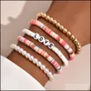 Beaded Strands Bohemian Mticolor Pearl Soft Y Beaded Set For Women Fashion Colorf Beach Bracelets Couples Jewelry Gift 5Pcs/Set Dro Otyhs