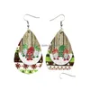 Dangle Chandelier Fashion Jewelry Pu Leather Earrings Double Layer Christmas Santa Claus Snow Faux Drop Delivery Dh6Zv