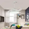 عشاق السقف الحديثة والبسيطة LED غير مرئية مروحة خفيفة غرفة الطعام المنزلية غرفة نوم الحية التردد