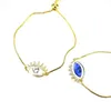 Link Bracelets Transparent Glass Turkish Eye Pendant Bracelet Adjustable Box Chain Jewelry Magic Charm Cubic Zirconia Amulet