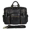 Porte-documents Vintage hommes porte-documents en cuir véritable mâle ordinateur portable rétro Crazy Horse sac à bandoulière hommes multi-poches fourre-tout BusinessHandbag