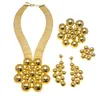 Necklace Earrings Set Fashion Brazil Gold Plated Jewelry Ladies Luxury Large Ring Wedding Banquet Round Pendant H20014